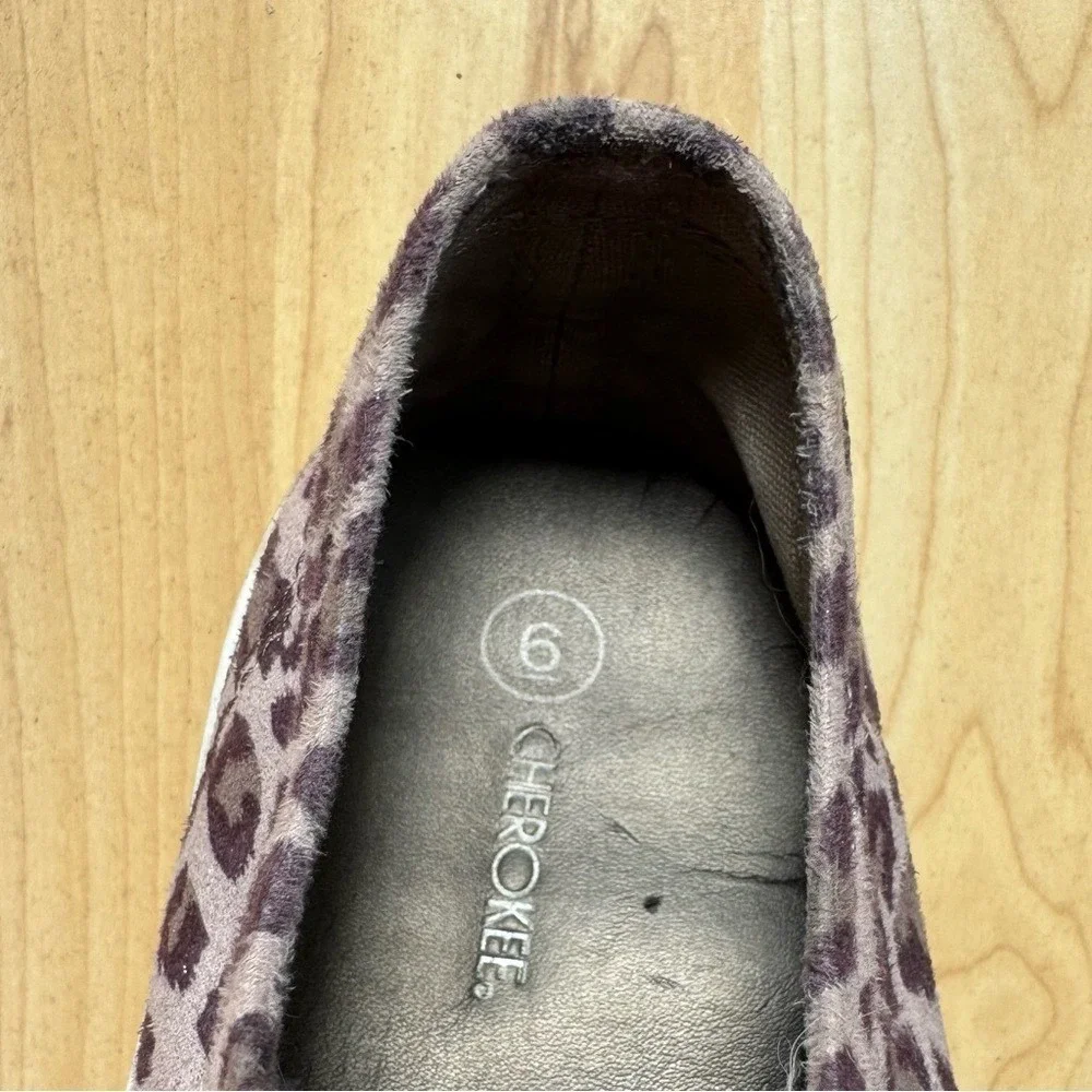 Cherokee Sneakers Platform Leopard Silver Studs Big Kids 6 (W 7.5) Animal Print